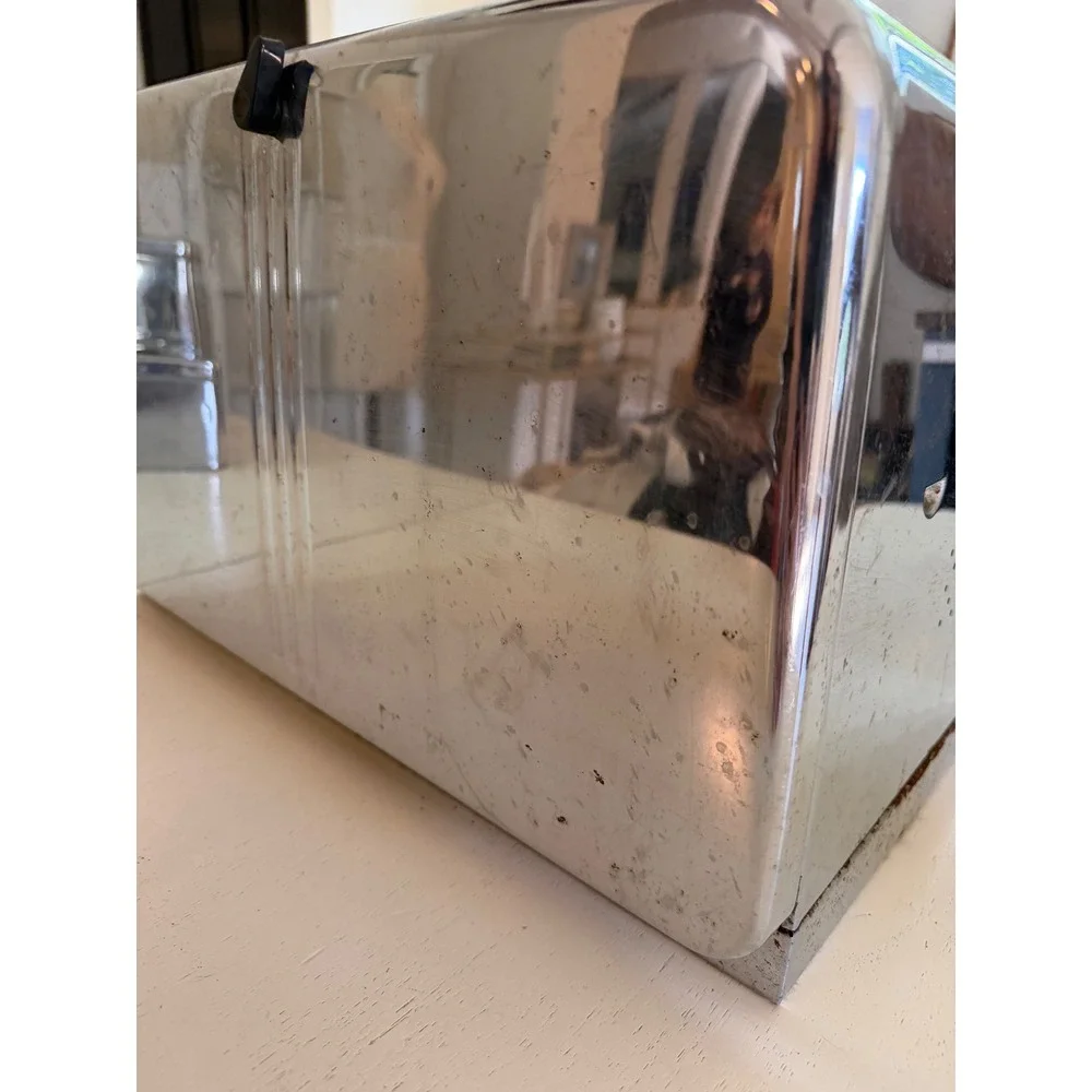 LINCOLN BeautyWare Bread Box Chrome Vintage MCM Kitchen Storage Silver Fair